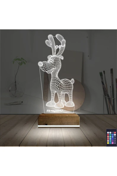 Kirppi 3d Lamba Geyik Yılbaşı Kişiye Özel Masa Gece Lambası - 2