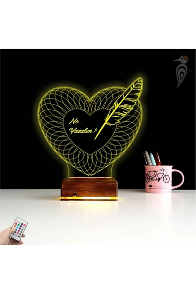 Kirppi 3d Lamba Kalp Sevgiliye Hediye V22 Kişiye Özel Masa Gece Lambası - 5