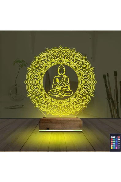 Kirppi 3d Lamba Mandala Yoga Masa Gece Lambası - 5