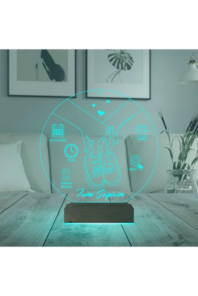 Kirppi 3d Lamba Yeni Doğan Bebek Hediye V1 Kişiye Özel Masa Gece Lambası - 3
