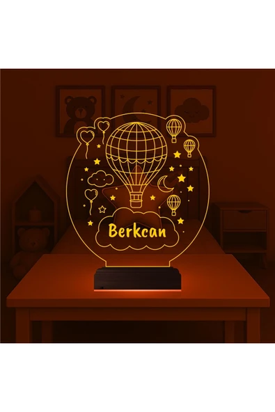 Kirppi 3d Lamba Çocuk Odası Hediye Balon Kalp Kişiye Özel Masa Gece Lambası KRPP3DK356 - 6