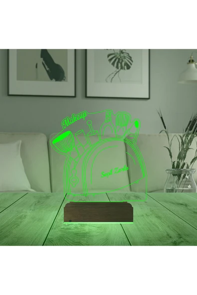Kirppi 3d Lamba Güzellik Uzmanı Hediye Makyaj Çantası Kişiye Özel Masa Gece Lambası - 7