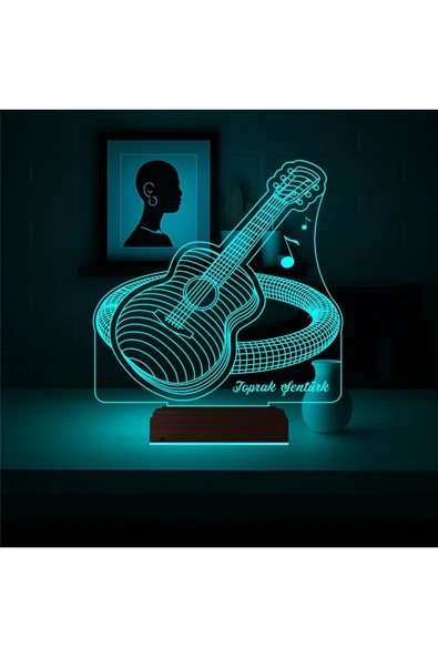 Kirppi 3d Lamba Klasik Gitar Enstrüman Gitarist Hediye Kişiye Özel Masa Gece Lambası KRPP3DK377 - 5