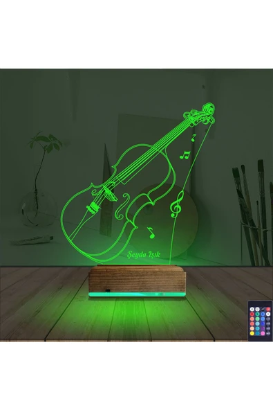negelsin 3d Lamba Keman Müzik Enstrüman V1 Kişiye Özel Masa Gece Lambası - 6