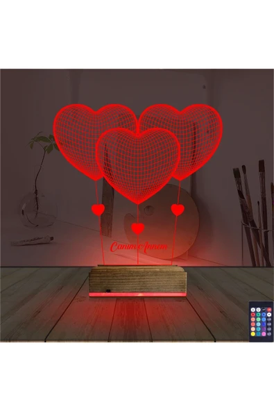 SerenityHaven 3d Lamba Kalp Sevgiliye Hediye V3 Kişiye Özel Masa Gece Lambası - 7