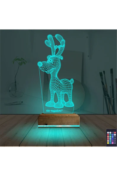 Kirppi 3d Lamba Geyik Yılbaşı Kişiye Özel Masa Gece Lambası - 3