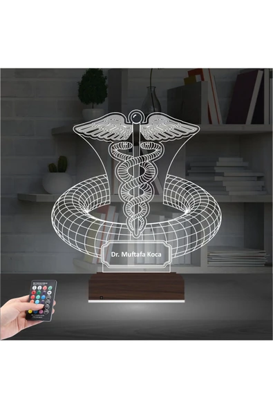 Kirppi 3d Lamba Doktor Hediye Tıp Logo Kişiye Özel Masa Gece Lambası - 2