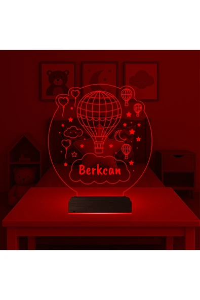 Kirppi 3d Lamba Çocuk Odası Hediye Balon Kalp Kişiye Özel Masa Gece Lambası KRPP3DK356 - 3