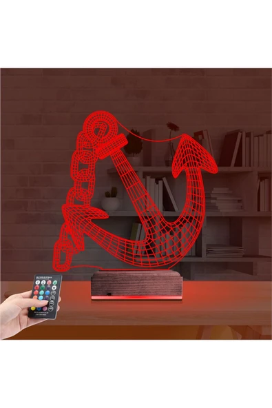 Kirppi 3d Lamba Denizci Çapa Kaptan V2 Masa Gece Lambası - 7