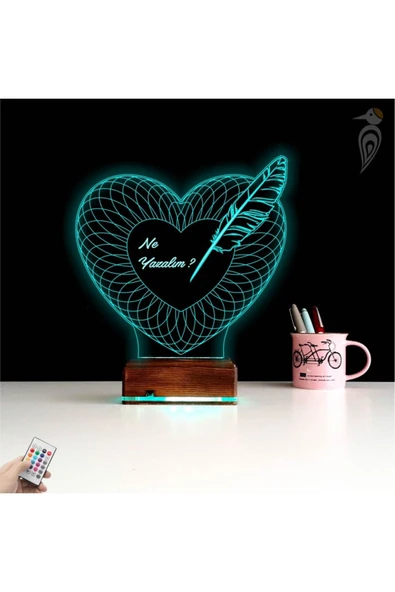 Kirppi 3d Lamba Kalp Sevgiliye Hediye V22 Kişiye Özel Masa Gece Lambası - 4