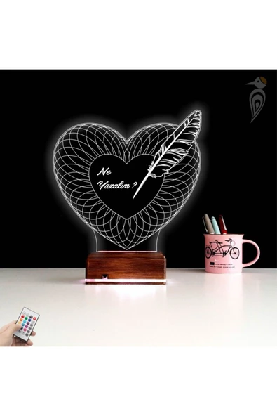 Kirppi 3d Lamba Kalp Sevgiliye Hediye V22 Kişiye Özel Masa Gece Lambası - 2