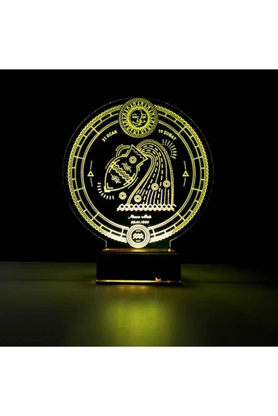 Kirppi 3d Lamba Astroloji Kova Burcu Kişiye Özel Masa Gece Lambası - 4