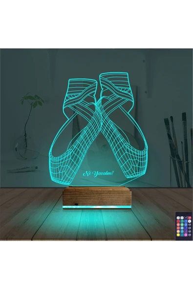 negelsin 3d Lamba Balerin Bale Ayakkabısı Kişiye Özel Masa Gece Lambası - 3