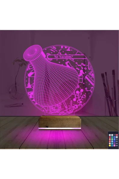 Kirppi 3d Lamba Kimya Kimyager Kişiye Özel Masa Gece Lambası - 4