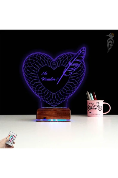 Kirppi 3d Lamba Kalp Sevgiliye Hediye V22 Kişiye Özel Masa Gece Lambası - 7