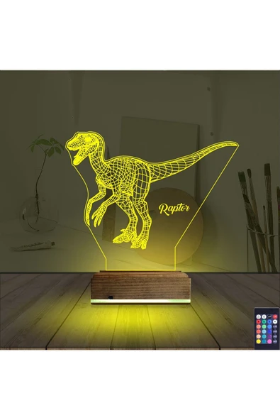Kirppi 3d Lamba Dinozor Raptor Masa Gece Lambası - 5