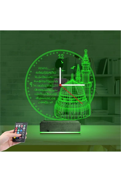 Kirppi 3d Saat Lamba Cami Ayetel Kürsi Masa Gece Lambası - 6