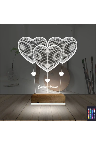 SerenityHaven 3d Lamba Kalp Sevgiliye Hediye V3 Kişiye Özel Masa Gece Lambası - 2