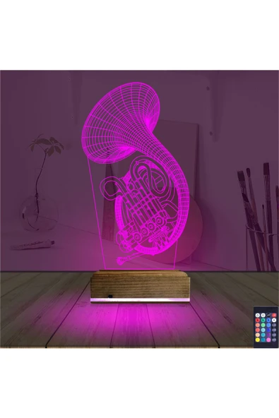 Kirppi 3d Lamba Korno Enstrüman Müzik Masa Gece Lambası - 4