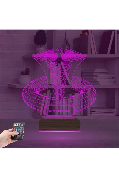 Kirppi 3d Lamba Doktor Hediye Tıp Logo Kişiye Özel Masa Gece Lambası - 4