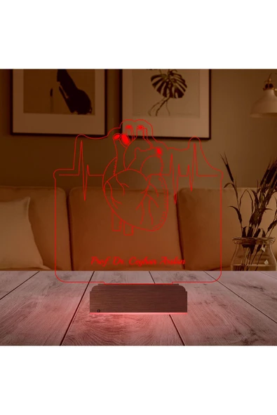 Kirppi 3d Lamba Kalp Cerrah Tıp Tasarım Doktora Hediye Kişiye Özel Masa Gece Lambası - 4
