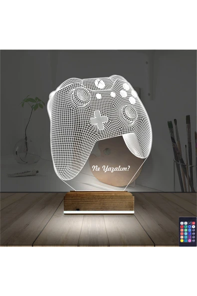 Kirppi 3d Lamba Joystick Oyun Konsolu Kişiye Özel Masa Gece Lambası - 2