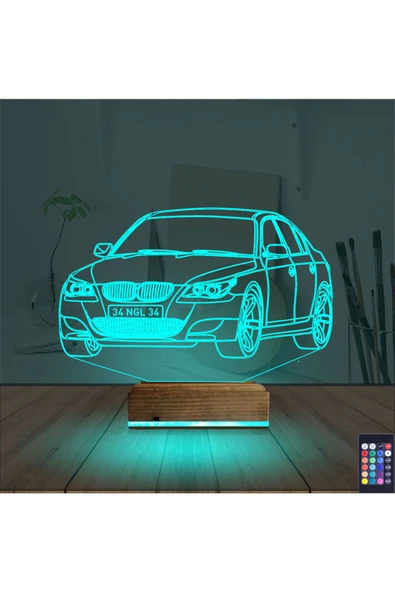 Kirppi 3d Lamba Spor Araba Bmw Kişiye Özel Masa Gece Lambası - 3