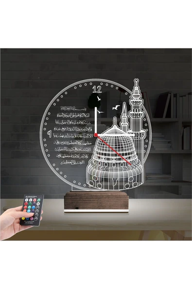 Kirppi 3d Saat Lamba Cami Ayetel Kürsi Masa Gece Lambası - 9