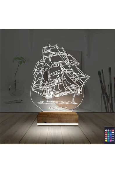 Kirppi 3d Lamba Gemi Kaptan V2 Kişiye Özel Masa Gece Lambası - 2