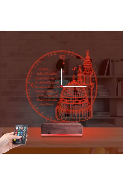 Kirppi 3d Saat Lamba Cami Ayetel Kürsi Masa Gece Lambası - 14