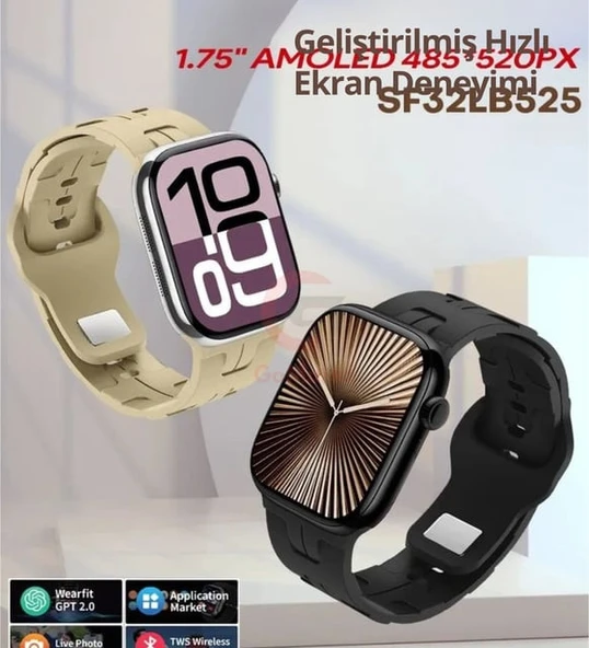 HK 10 Mini Plus 41mm Amoled Ekranlı Akıllı Saat 3 Kordonlu