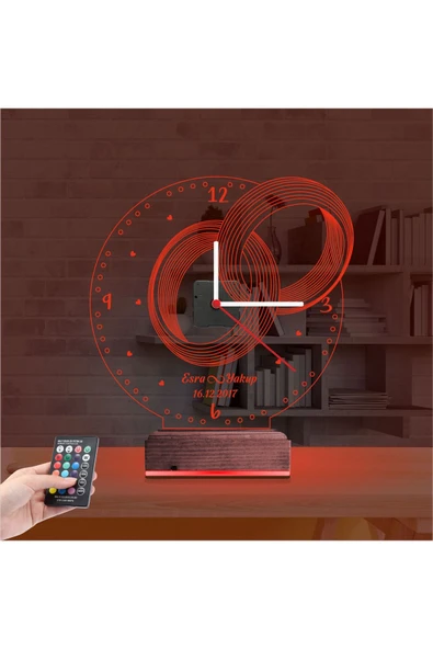 negelsin 3d Lamba Kişiye Özel Saat Sevgiliye Hediye Alyans Yüzük Yıldönümü - 7