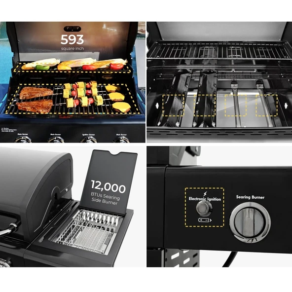 Kenmore PG-40409S0LB-1 Gazlı 4 Ocaklı Barbekü - Siyah - 6