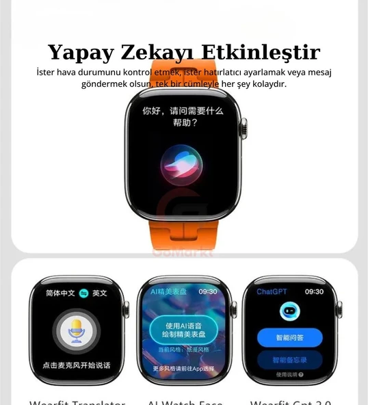 HK 10 Mini Plus 41mm Amoled Ekranlı Akıllı Saat 3 Kordonlu - 2