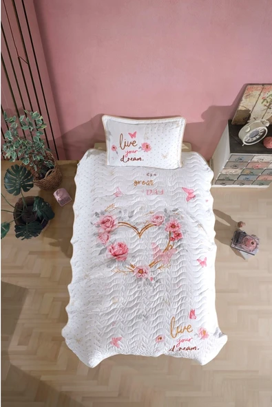 Clasy Ranforce Yatak Örtüsü Tek Kişilik Dream Bej ürün görseli