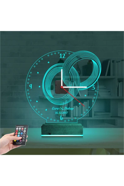 negelsin 3d Lamba Kişiye Özel Saat Sevgiliye Hediye Alyans Yüzük Yıldönümü - 10