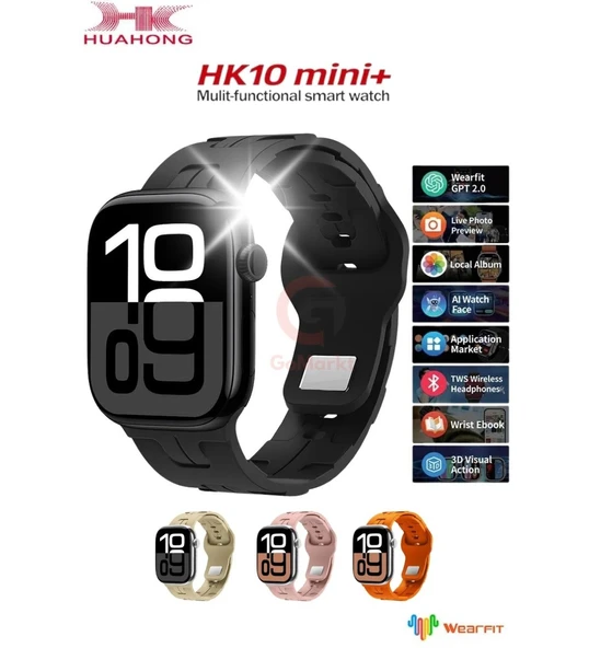 HK 10 Mini Plus 41mm Amoled Ekranlı Akıllı Saat 3 Kordonlu - 3