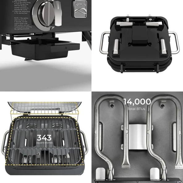 Kenmore KT-R40003-BK Gazlı 2 Ocaklı Masa Üstü Barbekü - Siyah - 6