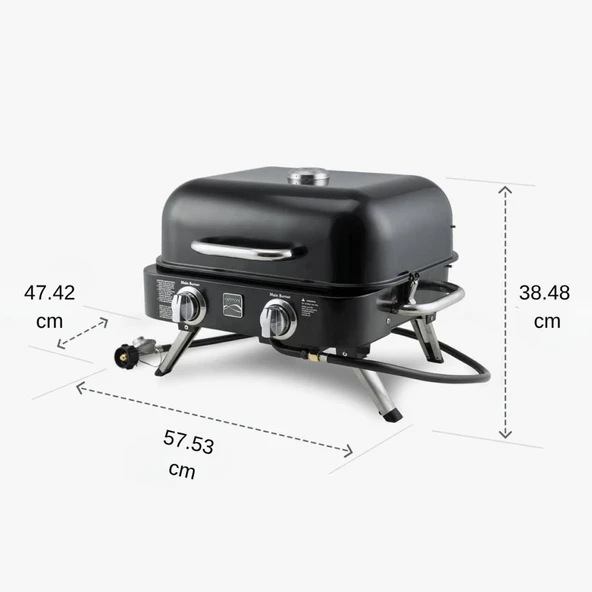 Kenmore KT-R40003-BK Gazlı 2 Ocaklı Masa Üstü Barbekü - Siyah - 5