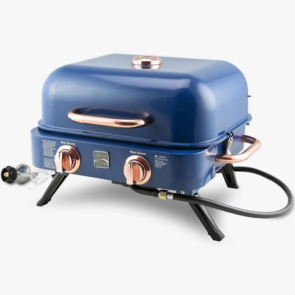 Kenmore KT-R40003-NC Gazlı 2 Ocaklı Masa Üstü Barbekü - Mavi