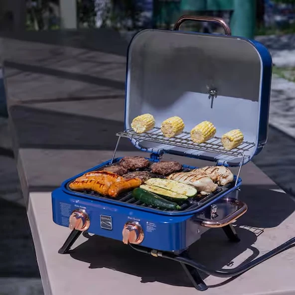 Kenmore KT-R40003-NC Gazlı 2 Ocaklı Masa Üstü Barbekü - Mavi - 7