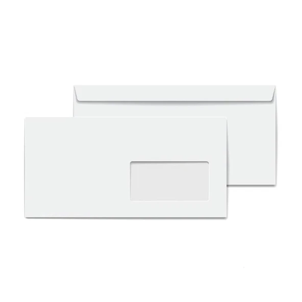 Elitstore Diplomat Zarf Beyaz Pencereli Silikonlu 90 gr. 10.5 cm x 24 cm 100'lü Paket