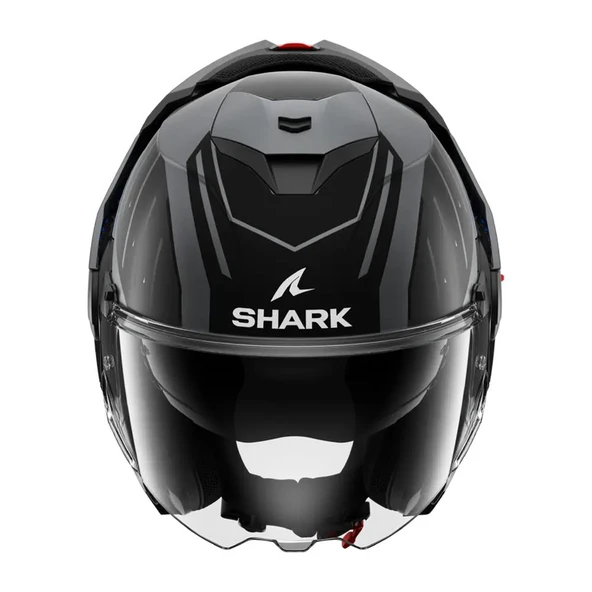 SHARK OXO RYDGER MAT SİYAH-GRİ-MAVİ ÇENE AÇILIR KASK - Resim 4