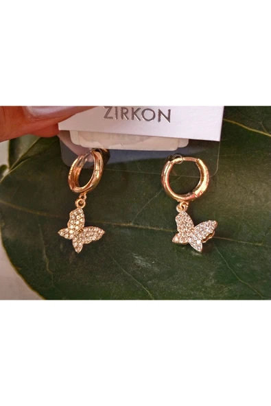 Monalisa Home Gold Renk Lüks Gösterişli Kelebek Figürlü Küpe ürün görseli 1