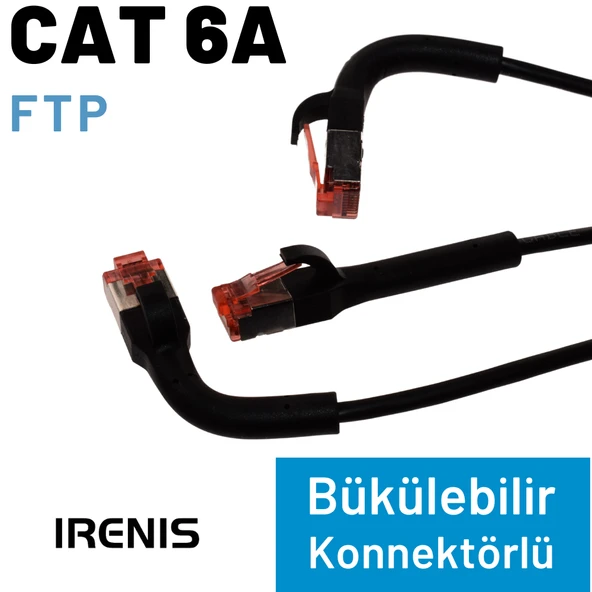 IRENIS 25 cm CAT6A U/FTP 90 Derece Bükülebilir Kablo - Resim 3