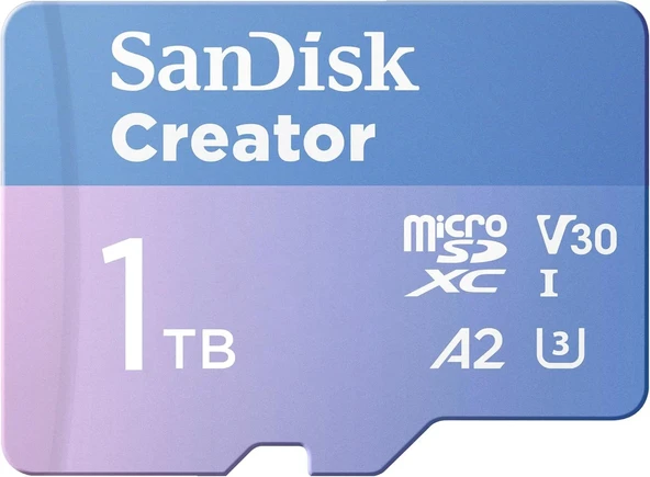 SanDisk Creator 1TB 190/130MB/s microSDXC UHS-I A2 V30 Adaptörlü Hafıza Kartı SDSQXAV-1T00-IN6MS - 1