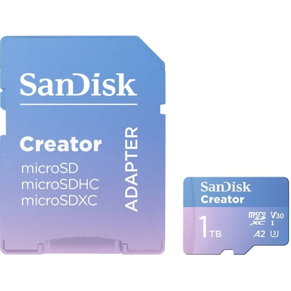 SanDisk Creator 1TB 190/130MB/s microSDXC UHS-I A2 V30 Adaptörlü Hafıza Kartı SDSQXAV-1T00-IN6MS - 2