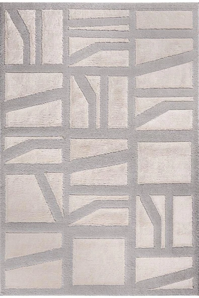 Pastel Halı Cozy C3936A Krem Gri Serisi Salon Oturma Yatak Odası Halısı