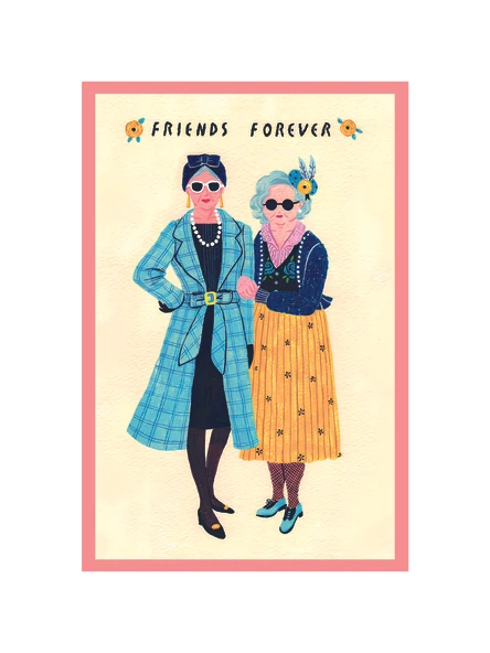 Friends Forever (Sonsuza Dek Arkadaş)  Dekoratif Hediye Not Kartı ve Kartpostal  10x15 cm - 1