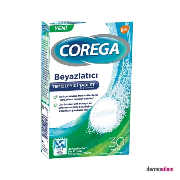 Corega Diş Protez Temizleyici Beyazlatıcı Tablet 30Lu